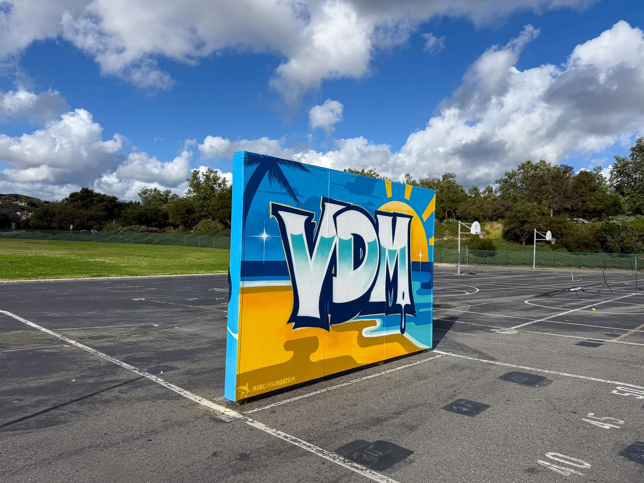 Bold vibrant mural painted for Vista Del Mar school Southern California by mural artist Pezer97