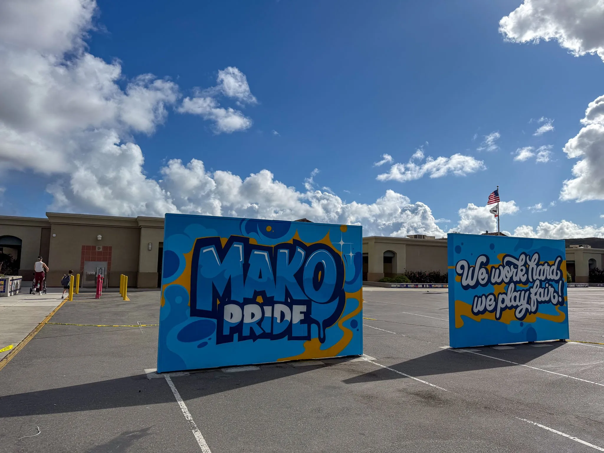 Detail of custom school wall art painted for Vista Del Mar and Mako Foundation Southern California